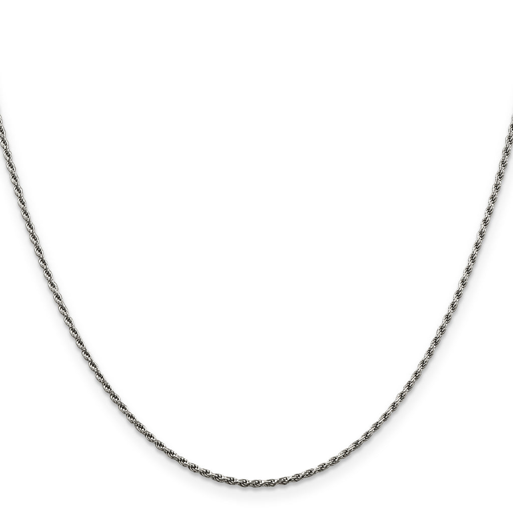 Sterling Silver Rhodium-plated 1.5mm Diamond-Cut Rope Chain