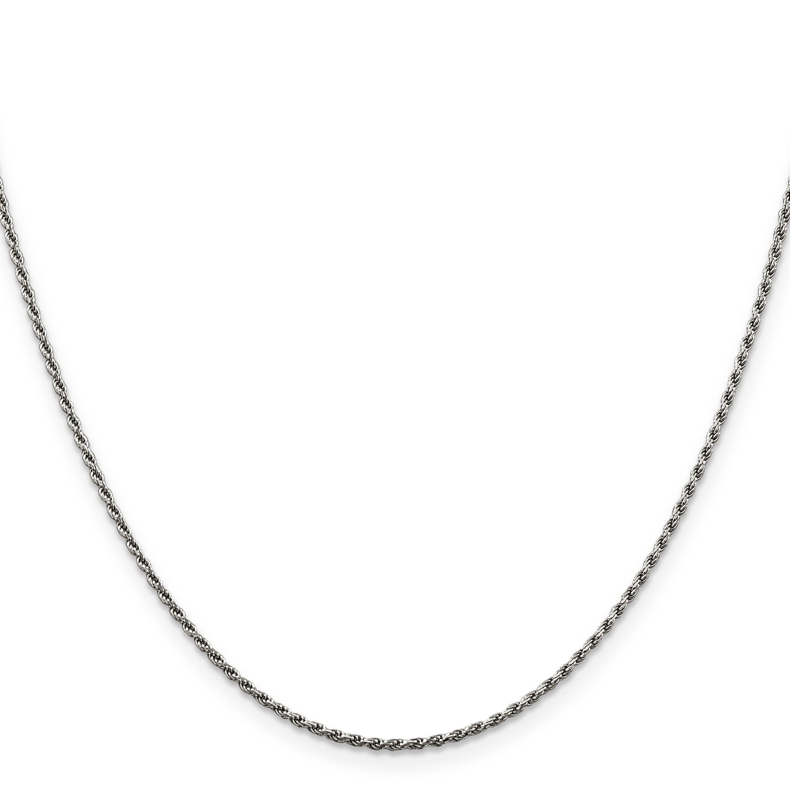 Sterling Silver Rhodium-plated 1.5mm Diamond-Cut Rope Chain
