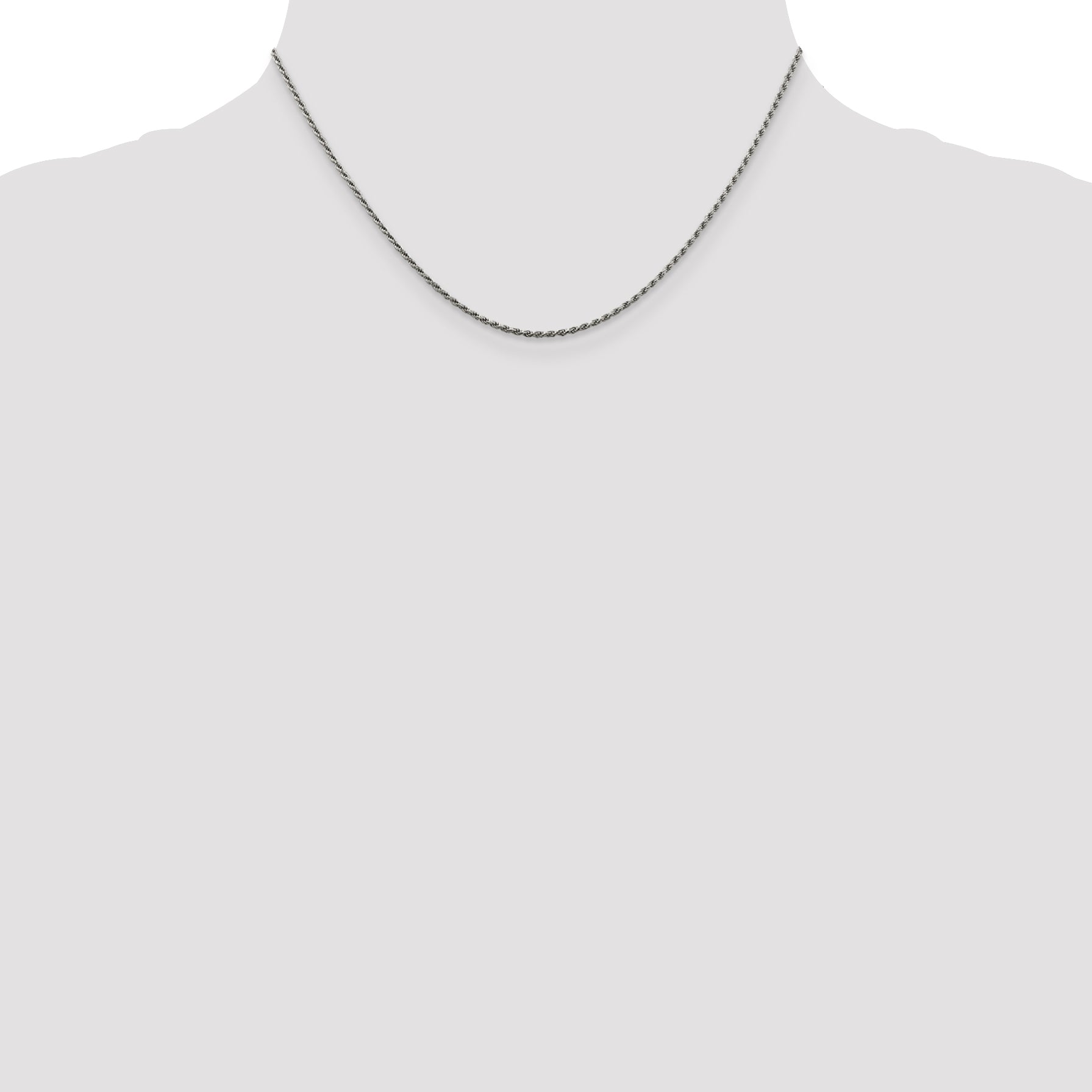 Sterling Silver Rhodium-plated 1.5mm Diamond-Cut Rope Chain