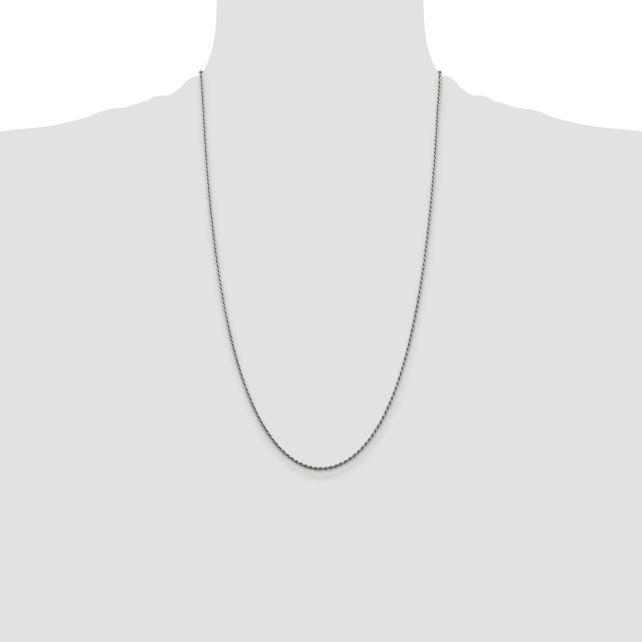 Sterling Silver Rhodium-plated 1.5mm Diamond-Cut Rope Chain