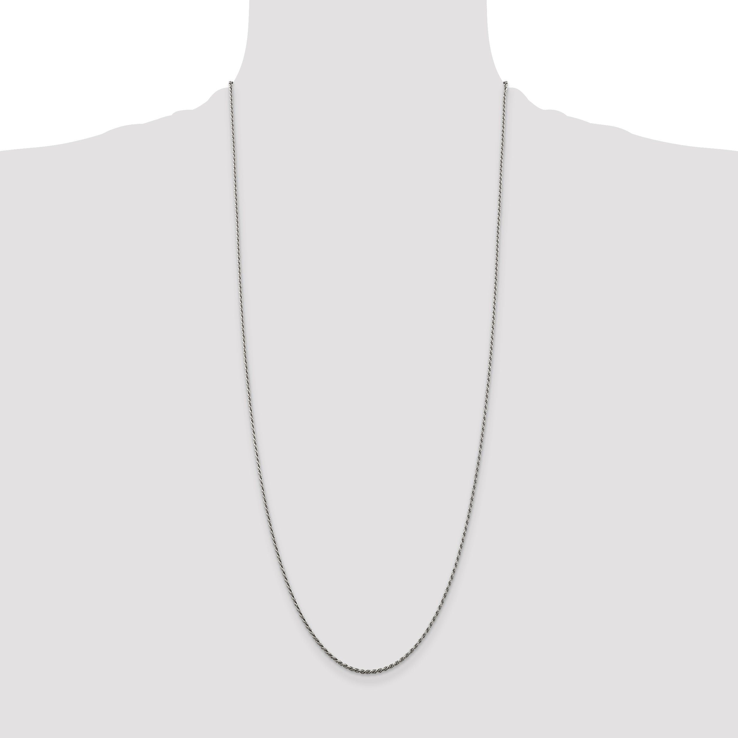Sterling Silver Rhodium-plated 1.5mm Diamond-Cut Rope Chain