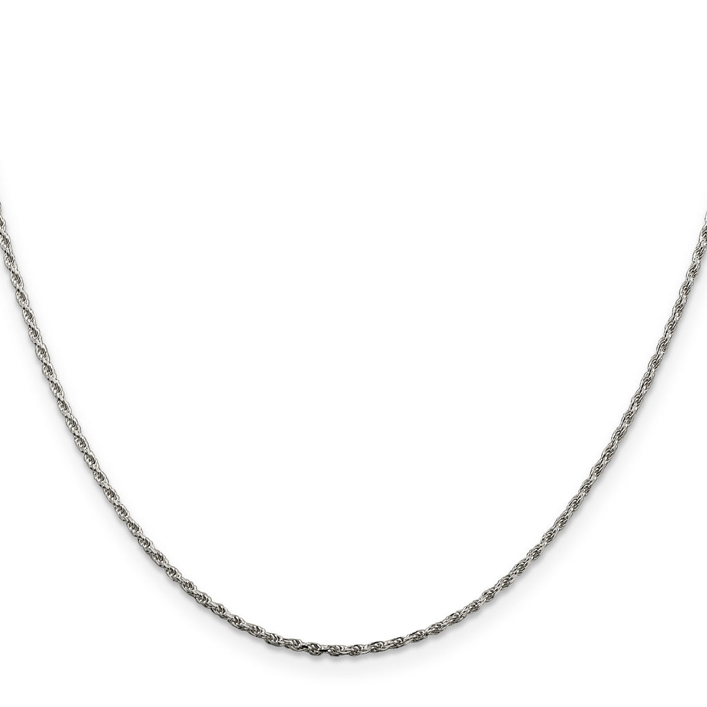 Sterling Silver Rhodium-Plated Diamond-Cut Rope Chain Necklace 1.5mm