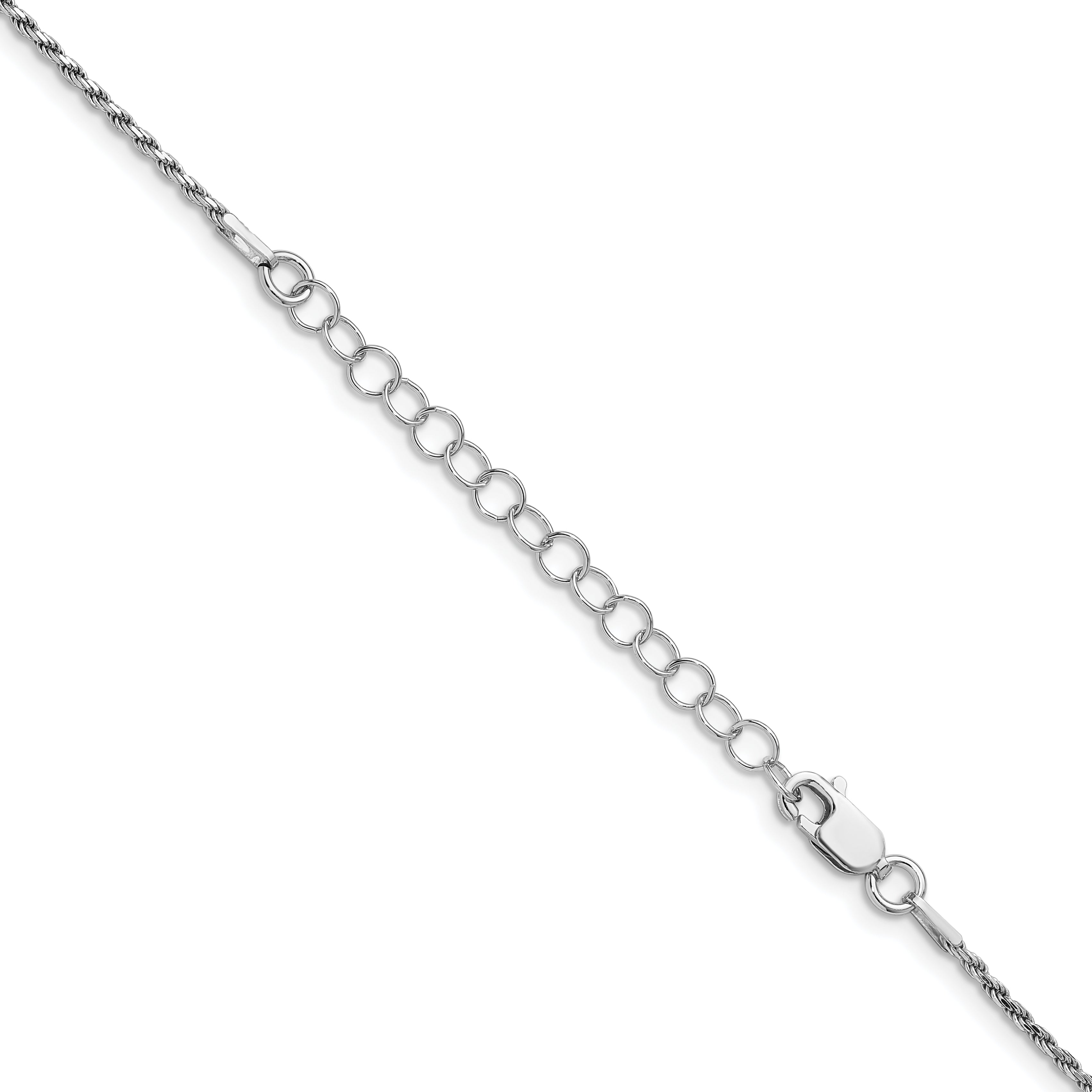 Sterling Silver Rhodium-Plated Diamond-Cut Rope Chain Necklace 1.5mm