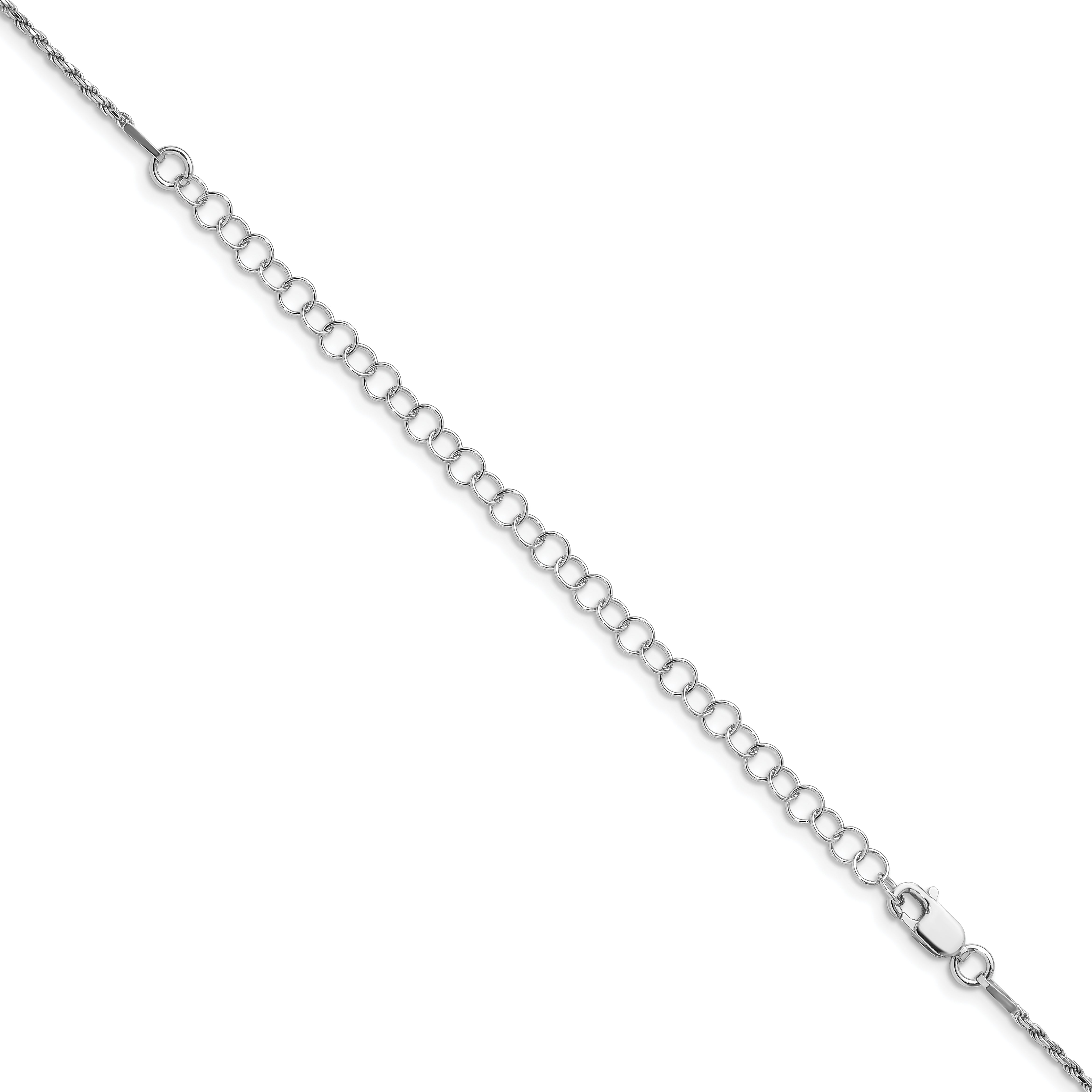 Sterling Silver Rhodium-plated 1.5mm Diamond-cut Rope Chain With 4in ext.