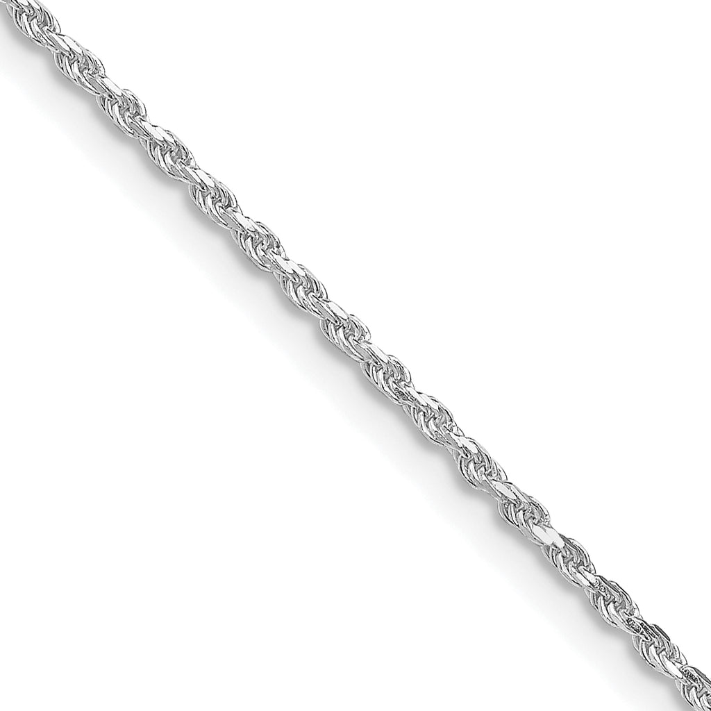 Sterling Silver Rhodium-Plated Diamond-Cut Rope Chain Necklace 1.5mm