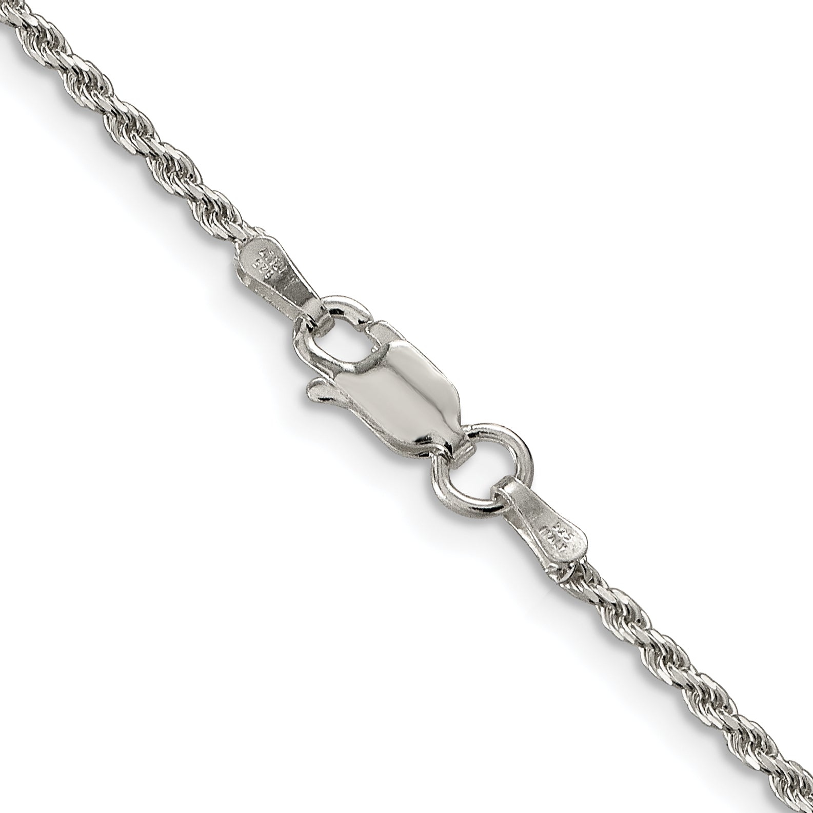 Sterling Silver 1.7mm Diamond-Cut Rope Chain Anklet