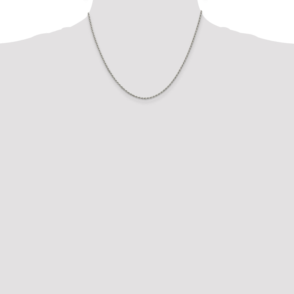 Sterling Silver 1.7mm Diamond-Cut Rope Chain w/ ext.