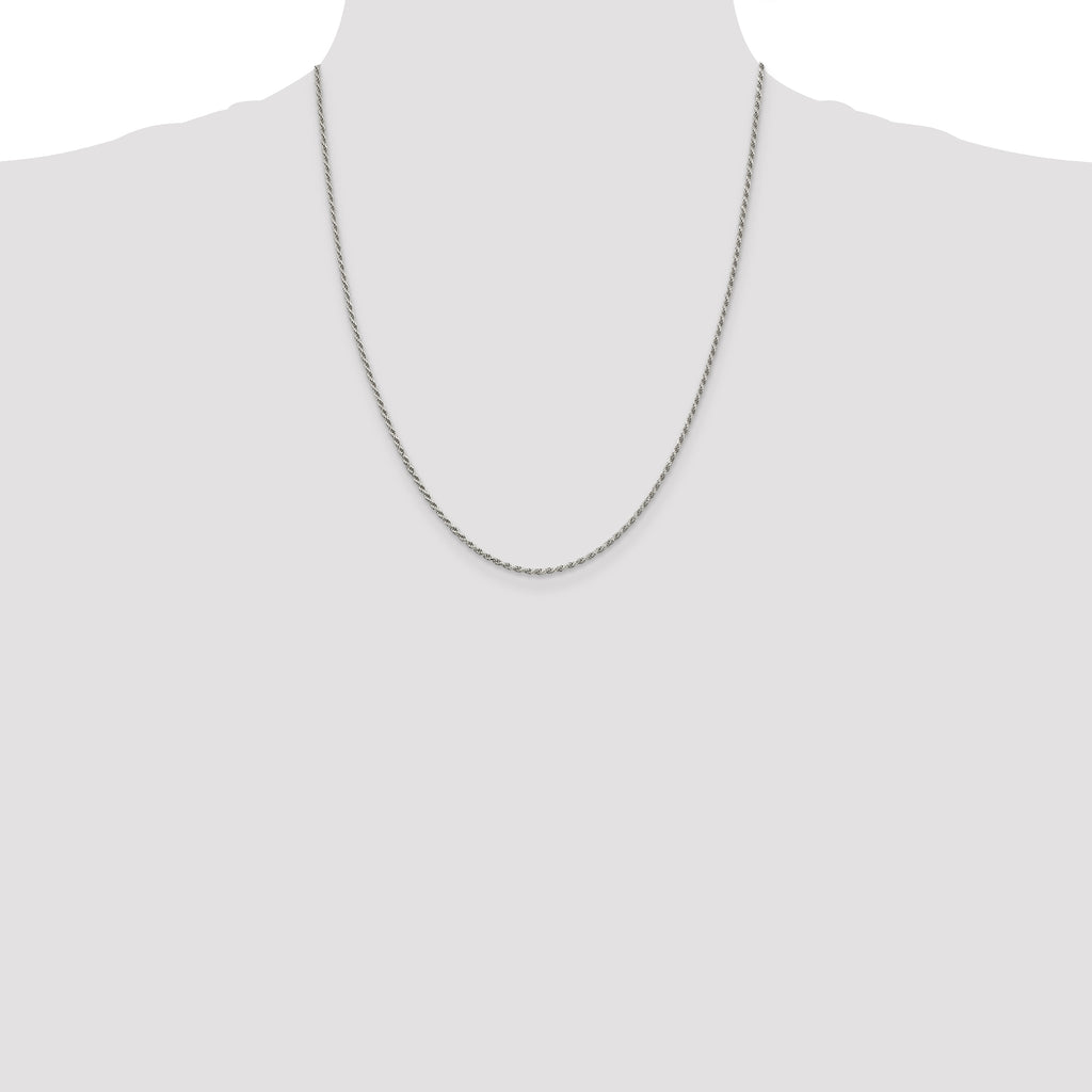 Sterling Silver 1.7mm Diamond-Cut Rope Chain w/ ext.