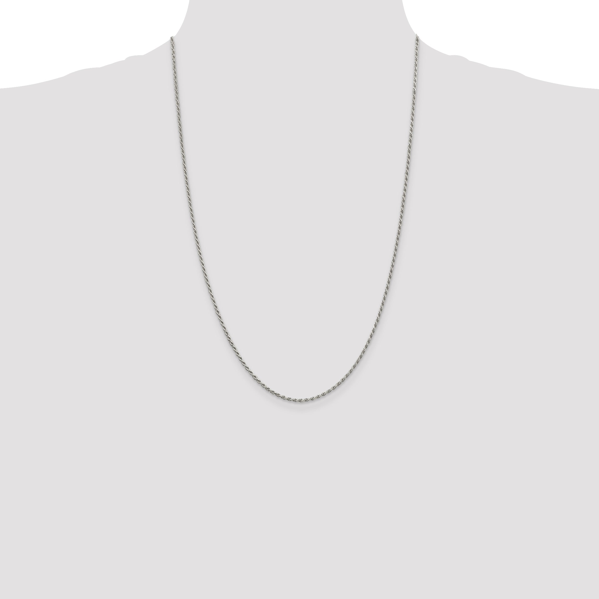 Sterling Silver 1.7mm Diamond-Cut Rope Chain Anklet