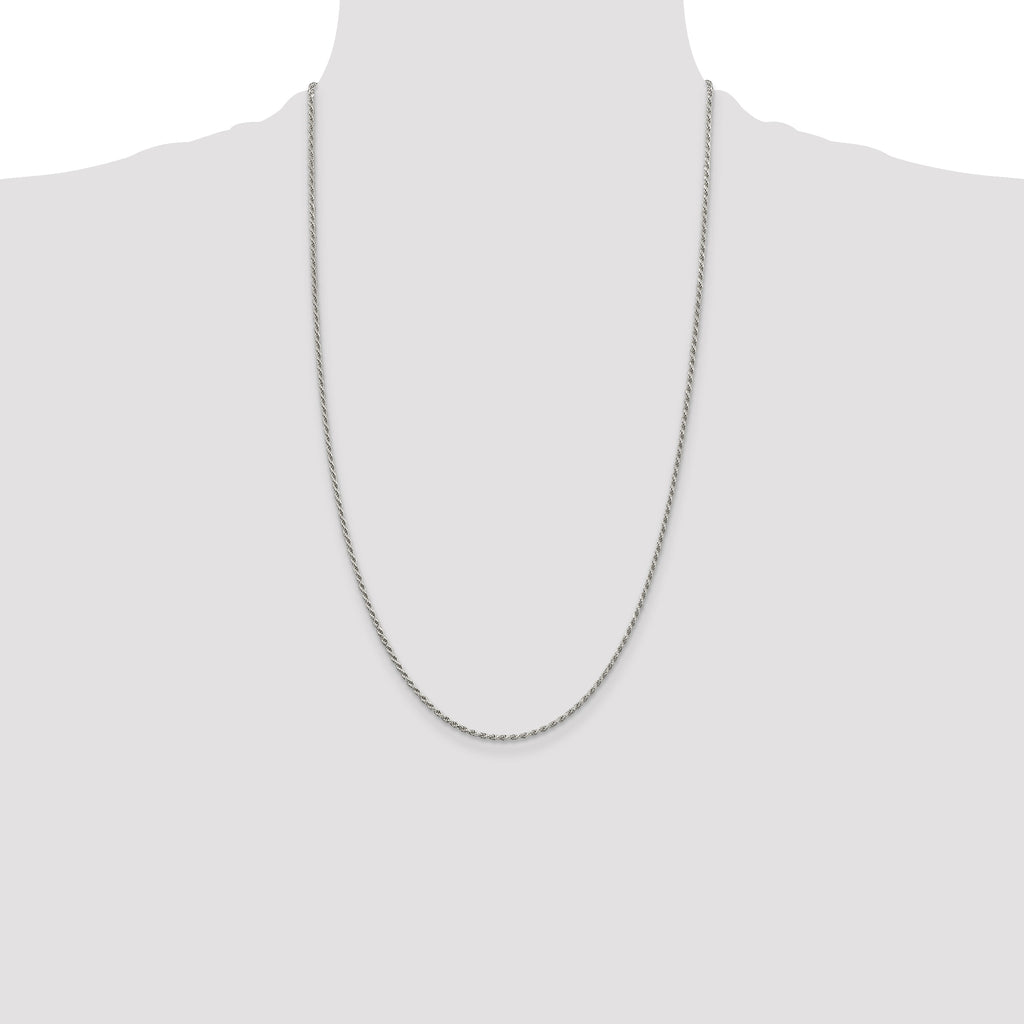 Sterling Silver 1.7mm Diamond-Cut Rope Chain Anklet