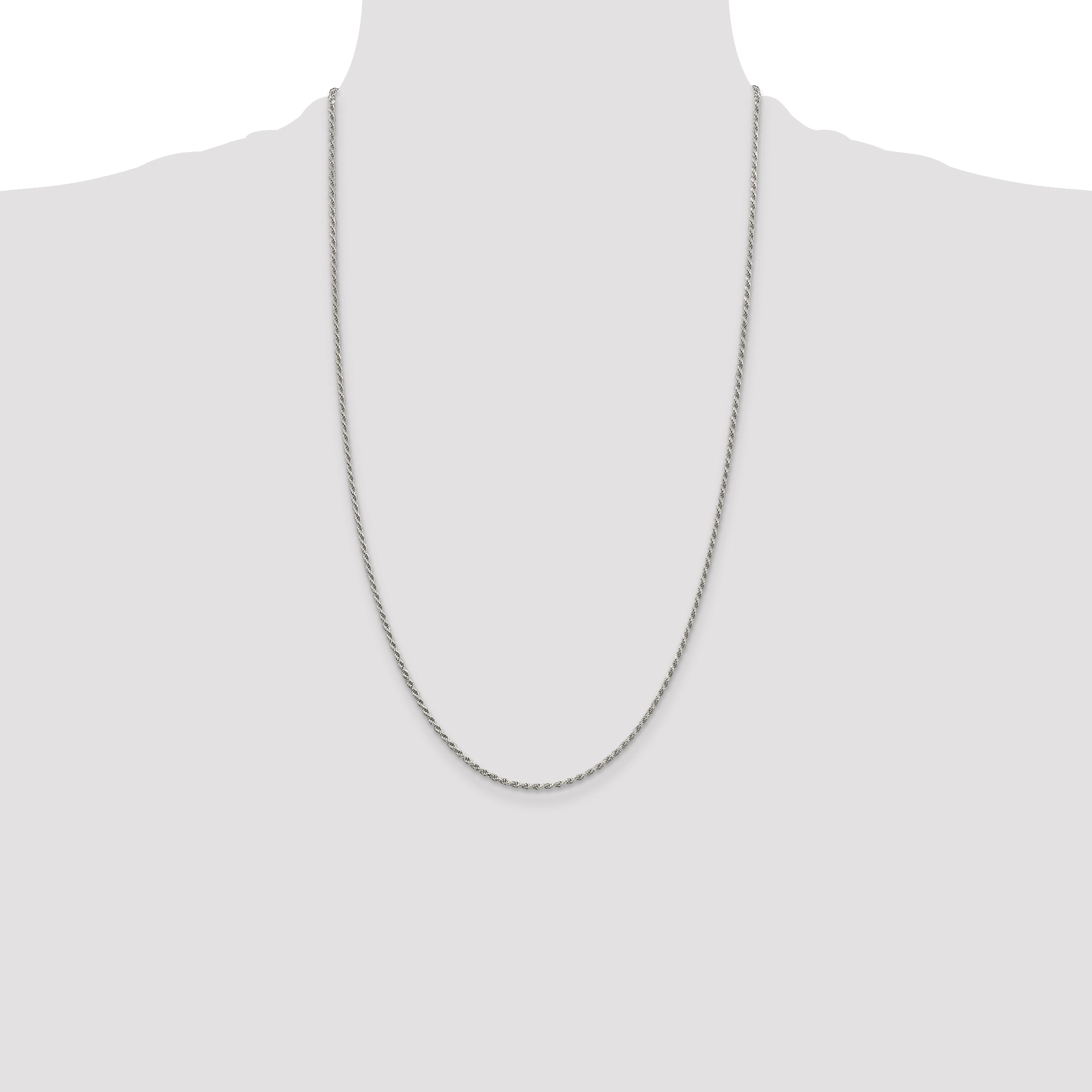 Sterling Silver 1.7mm Diamond-Cut Rope Chain Anklet