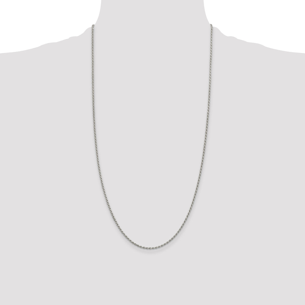 Sterling Silver 1.7mm Diamond-Cut Rope Chain Anklet