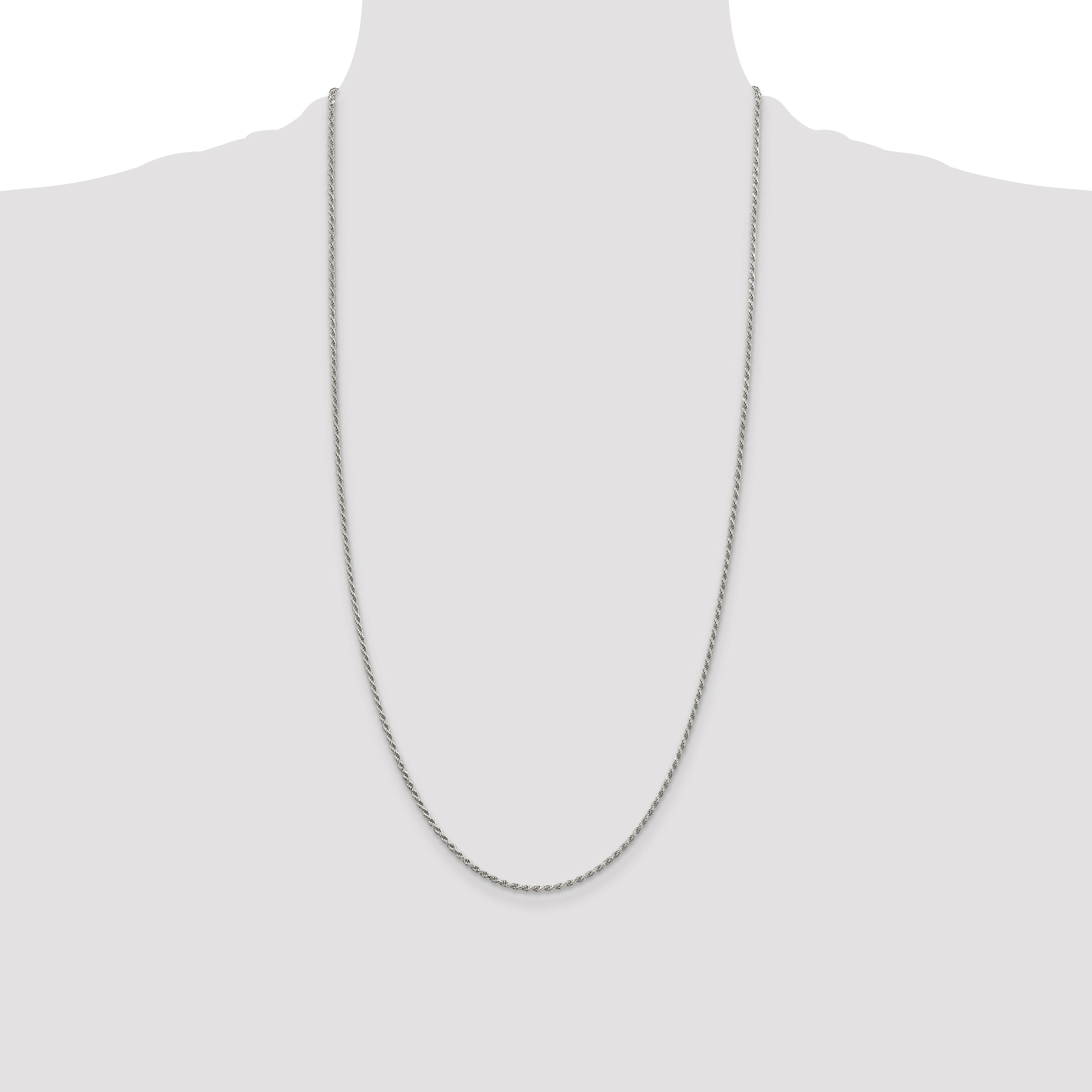 Sterling Silver 1.7mm Diamond-Cut Rope Chain Anklet
