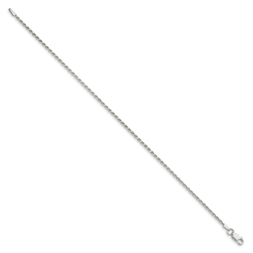 Sterling Silver 1.7mm Diamond-Cut Rope Chain Anklet