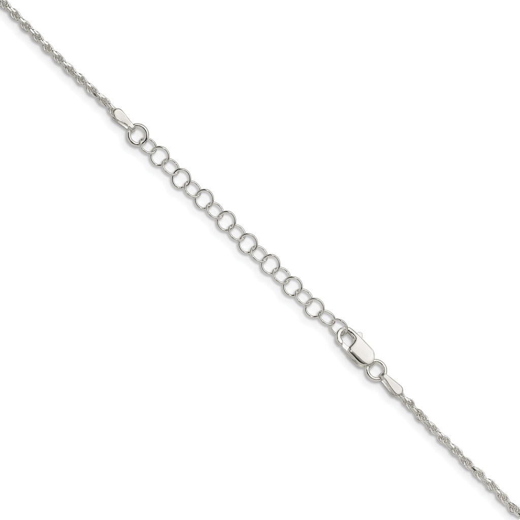Sterling Silver 1.7mm Diamond-Cut Rope Chain w/ ext.