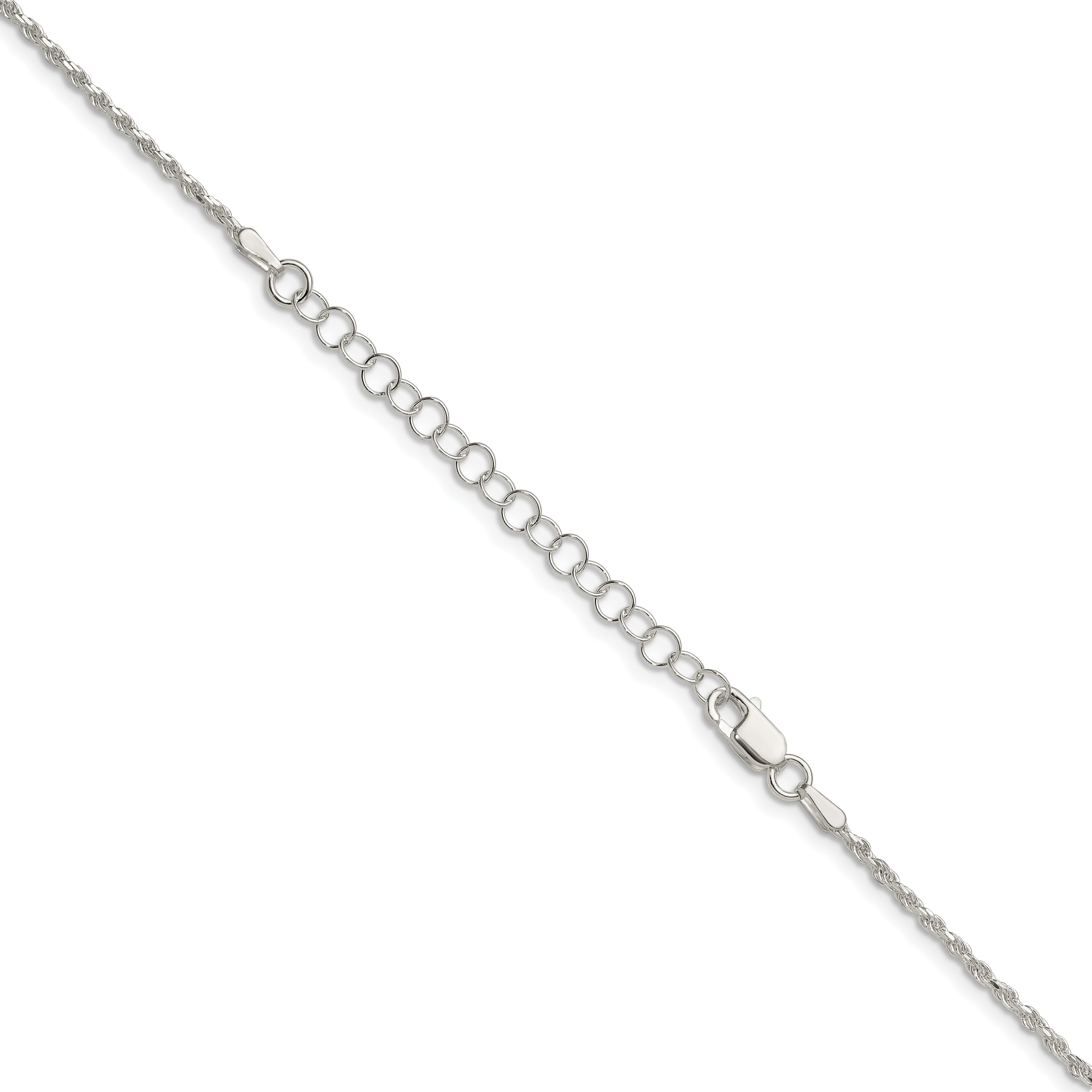 Sterling Silver 1.7mm Diamond-Cut Rope Chain w/ ext.