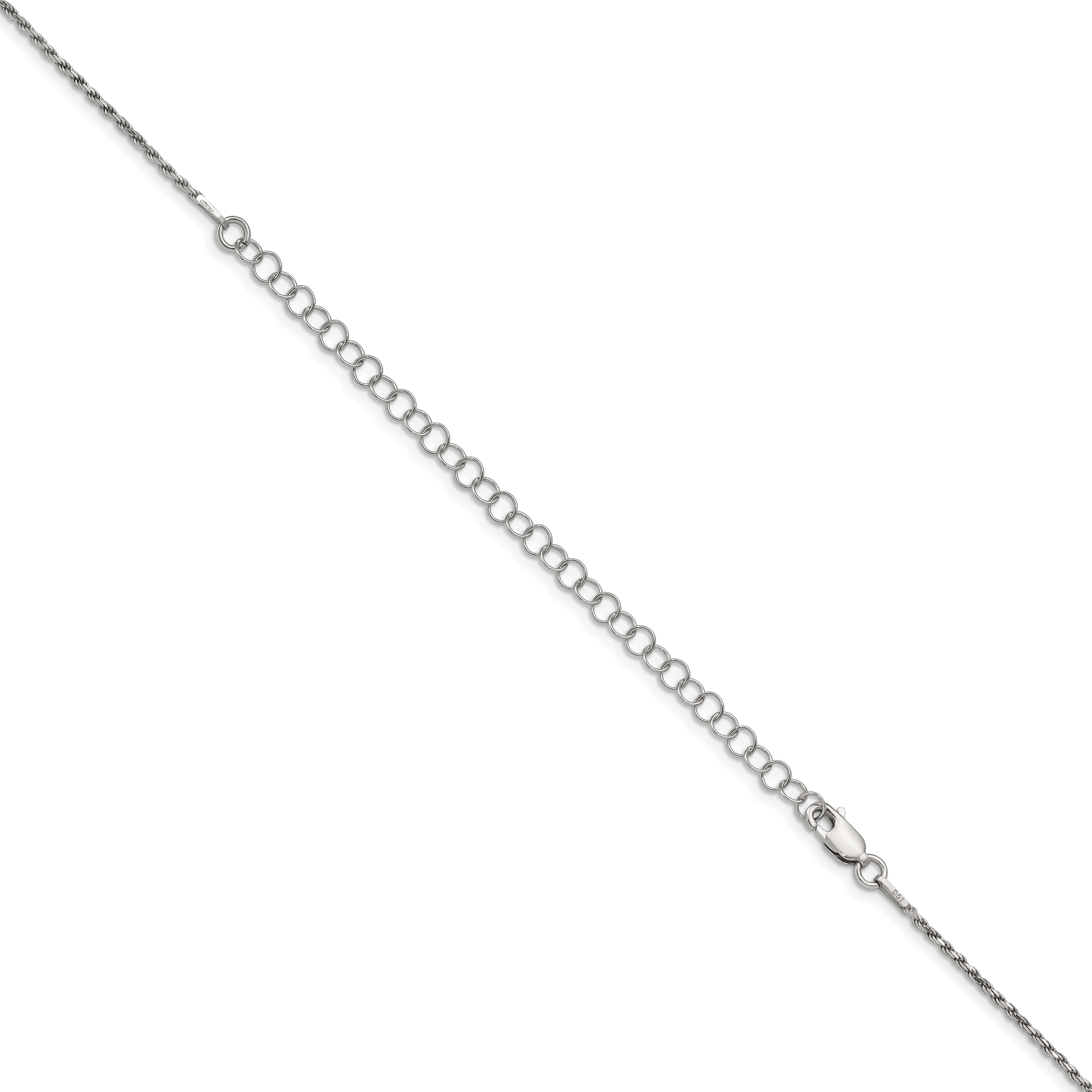 Sterling Silver 1.7mm Diamond-Cut Rope Chain w/ ext.