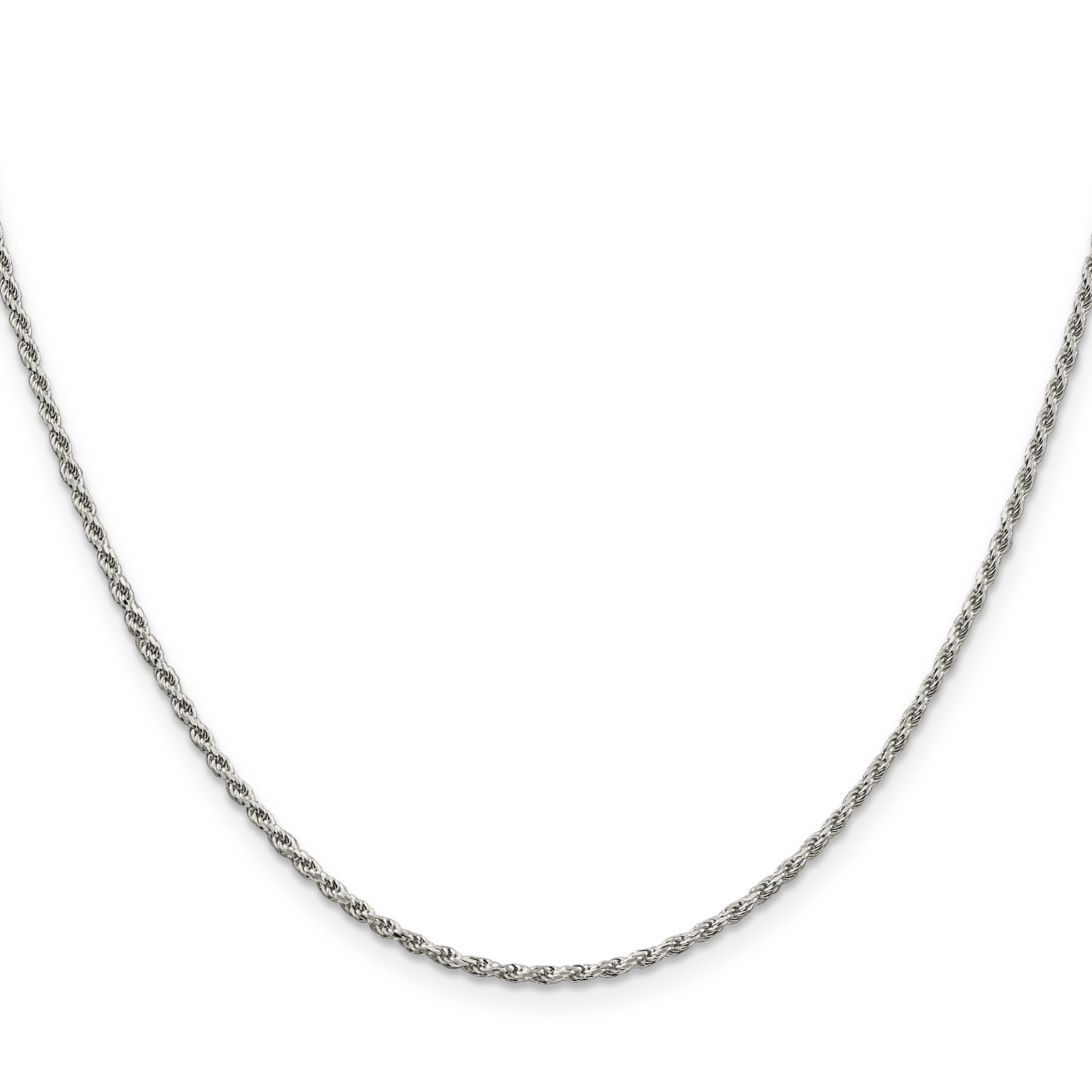 Sterling Silver Rhodium-Plated 1.7mm Diamond-Cut Rope Chain With Extension Secondary image