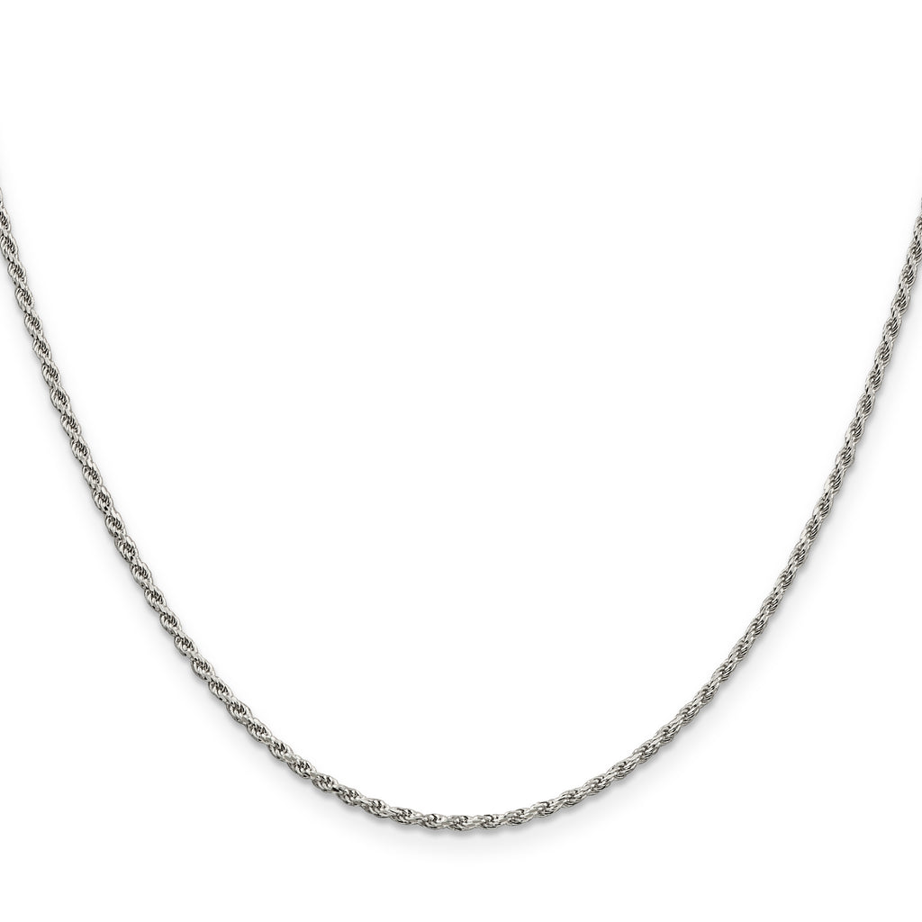 Sterling Silver Rhodium-plated 1.7mm Diamond-Cut Rope Chain w/ ext.