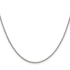 Sterling Silver Rhodium-plated 1.7mm Diamond-Cut Rope Chain