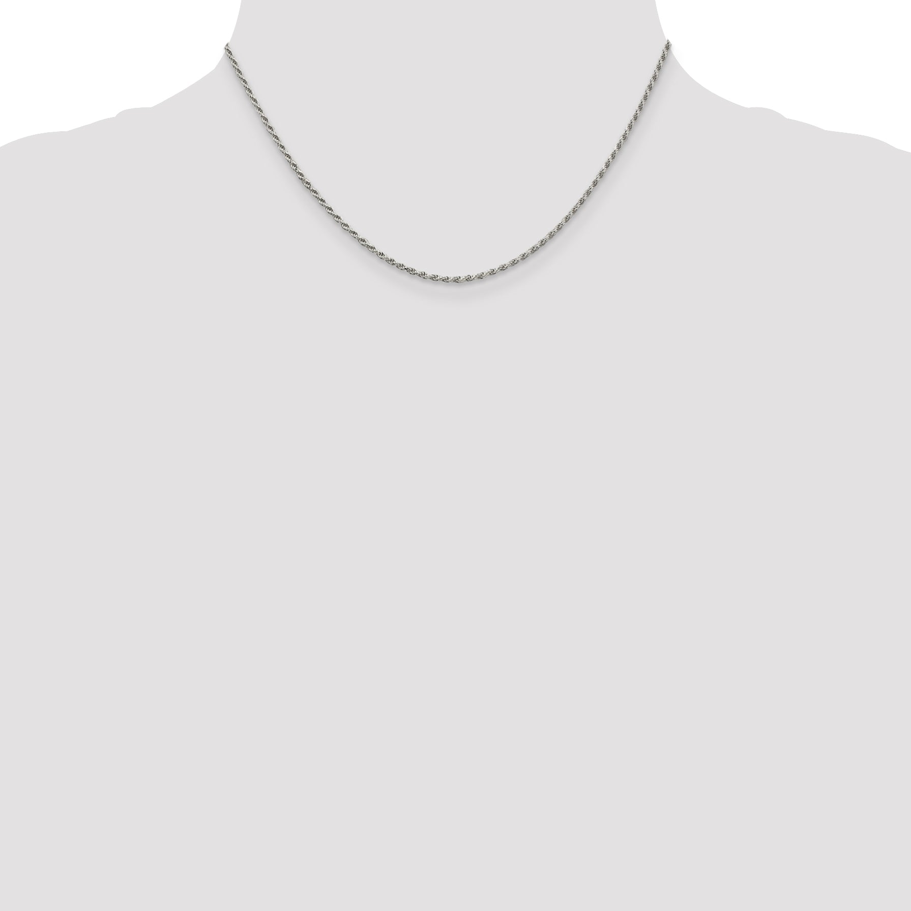 Sterling Silver Rhodium-plated 1.7mm Diamond-Cut Rope Chain