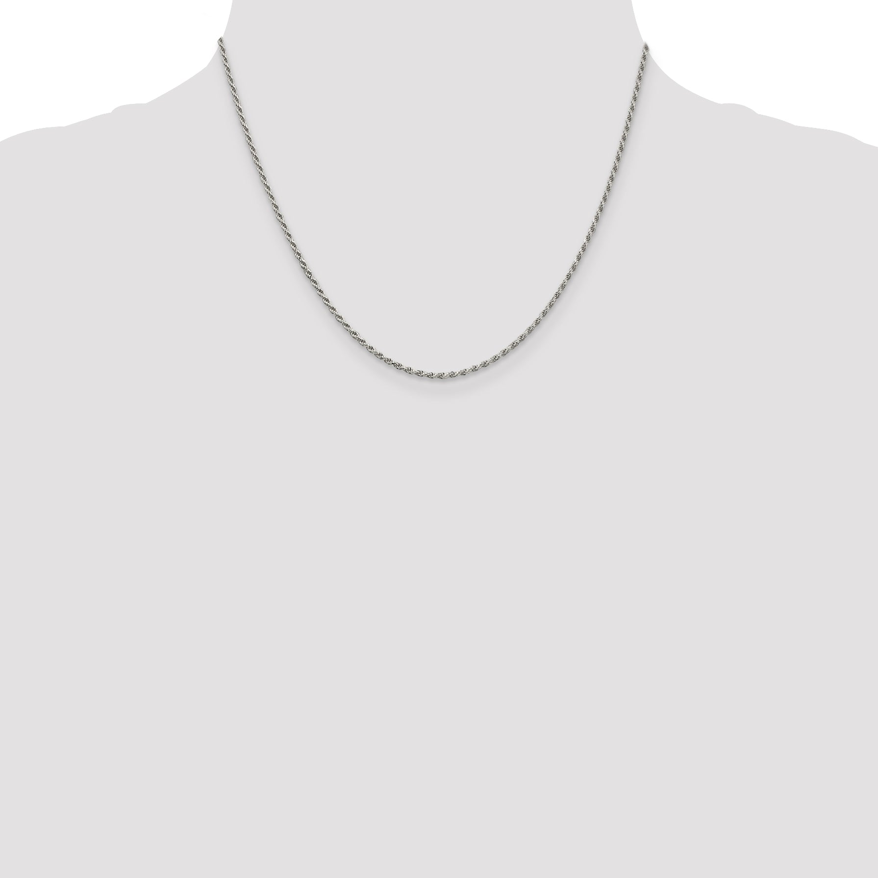 Sterling Silver Rhodium-plated 1.7mm Diamond-Cut Rope Chain w/ ext.