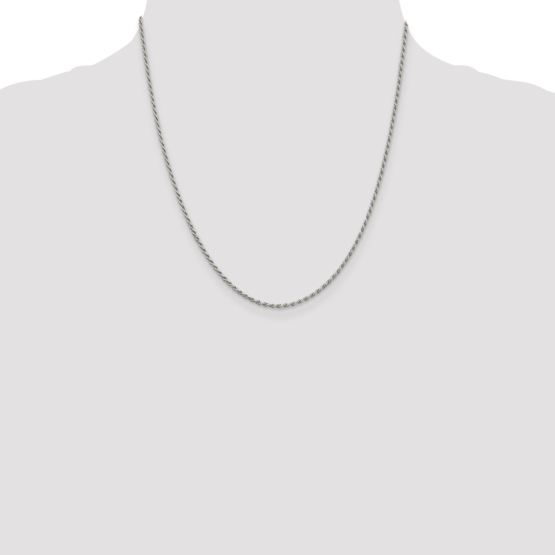 Sterling Silver Rhodium-plated 1.7mm Diamond-Cut Rope Chain