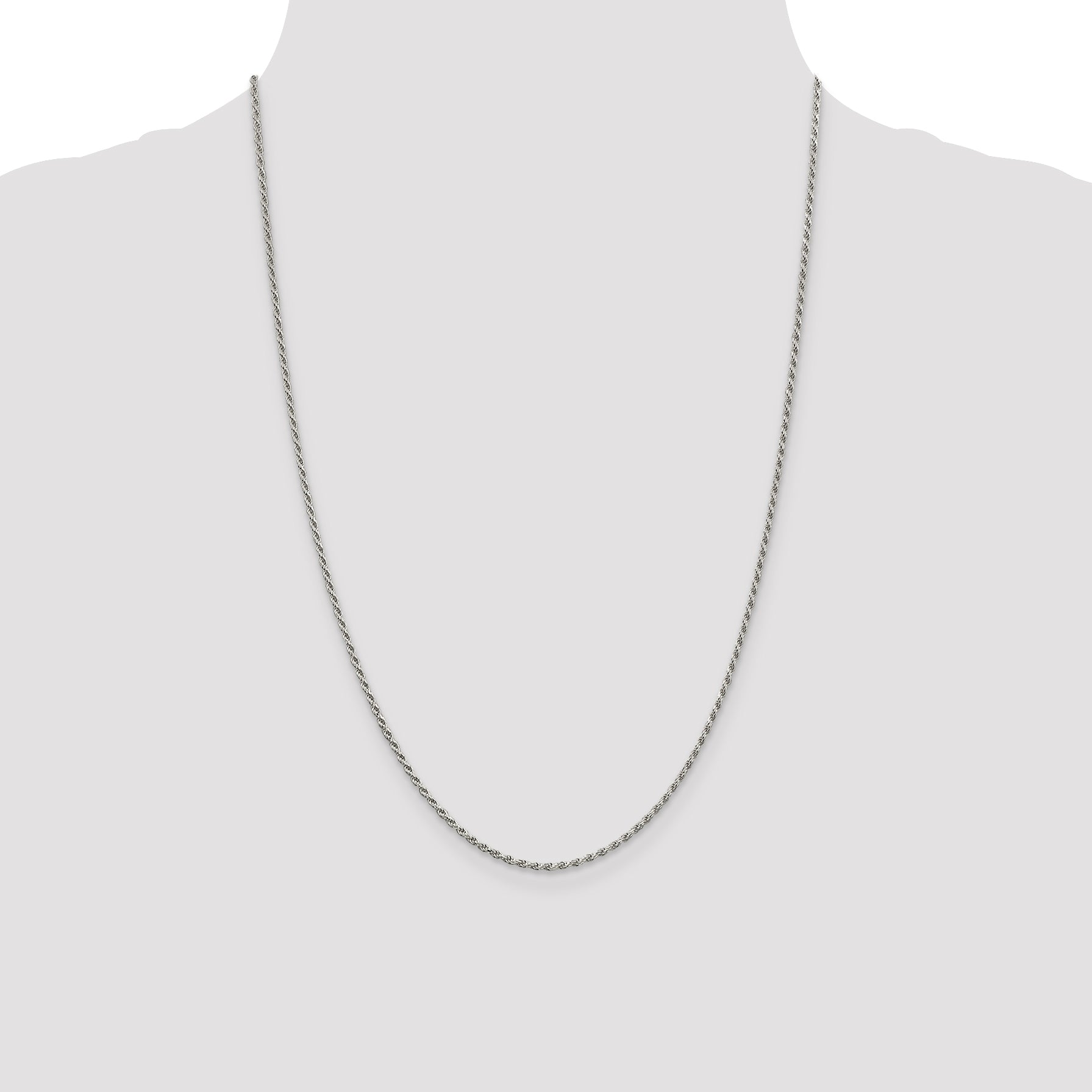 Sterling Silver Rhodium-plated 1.7mm Diamond-Cut Rope Chain