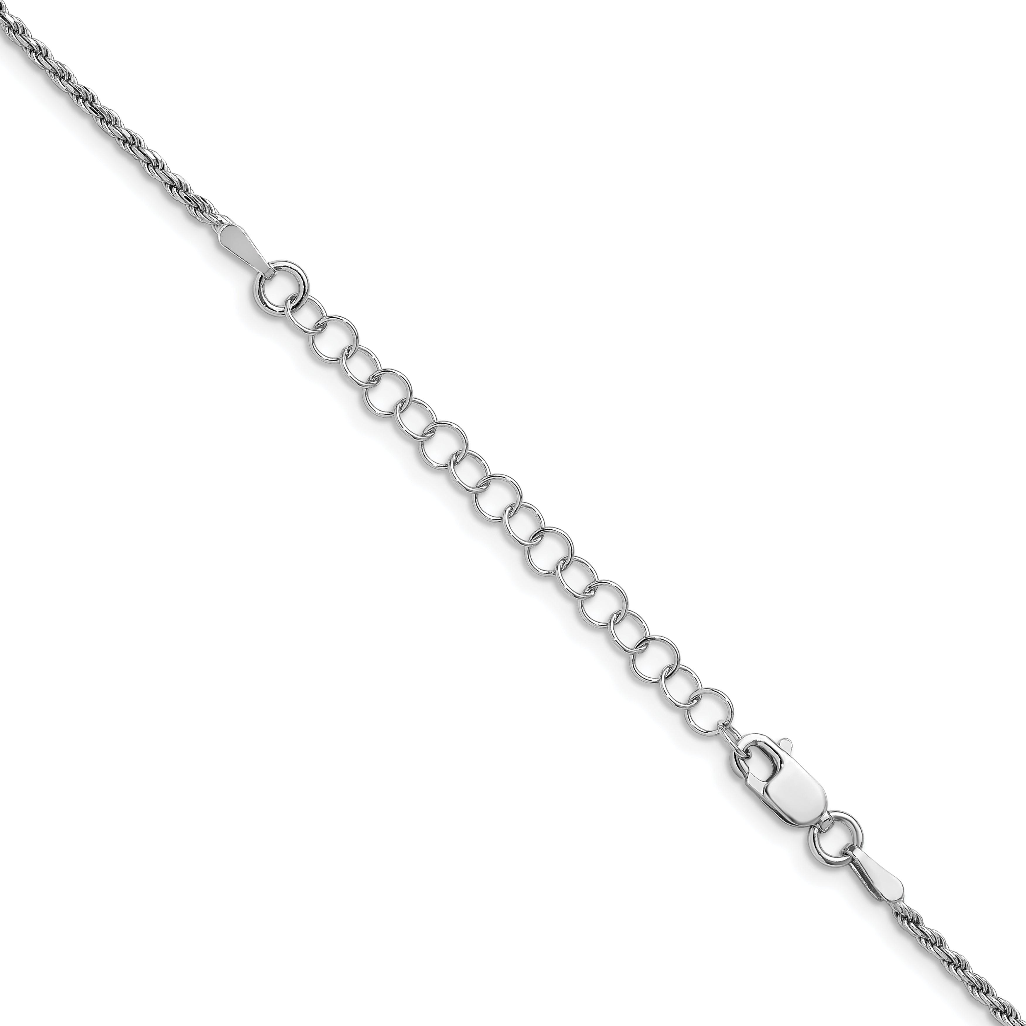 Sterling Silver Rhodium-plated 1.7mm Diamond-Cut Rope Chain w/ ext.