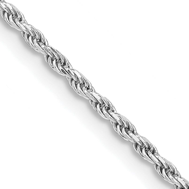Sterling Silver Rhodium-plated 1.7mm Diamond-Cut Rope Chain w/ ext.