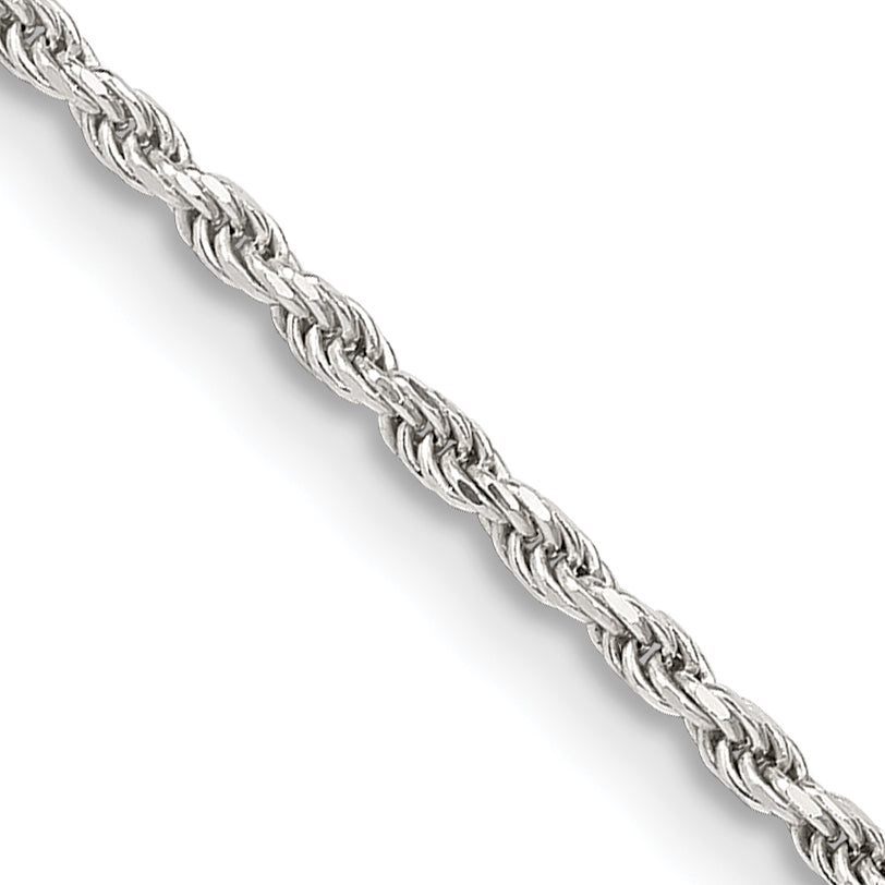 Sterling Silver 1.7mm Diamond-Cut Rope Chain Anklet