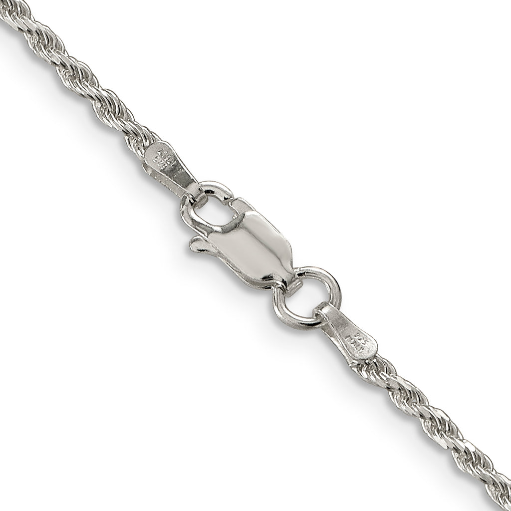 Sterling Silver 1.85mm Diamond-Cut Rope Chain Anklet