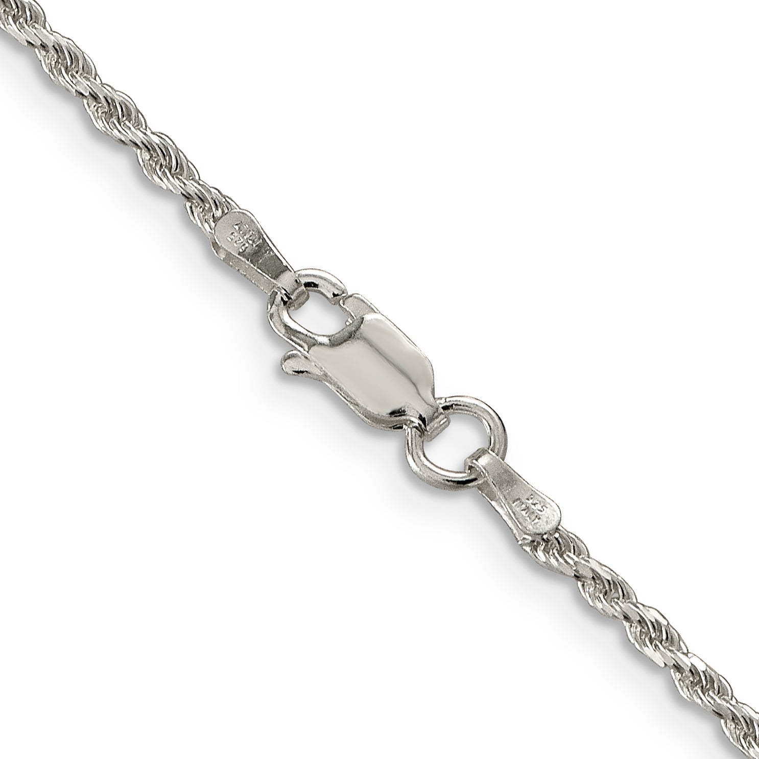 Sterling Silver 1.85mm Diamond-Cut Rope Chain Anklet
