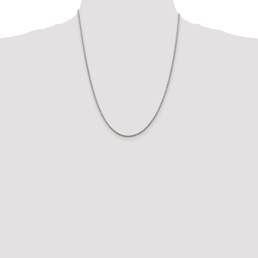 Sterling Silver 1.85mm Diamond-Cut Rope Chain w/ ext.