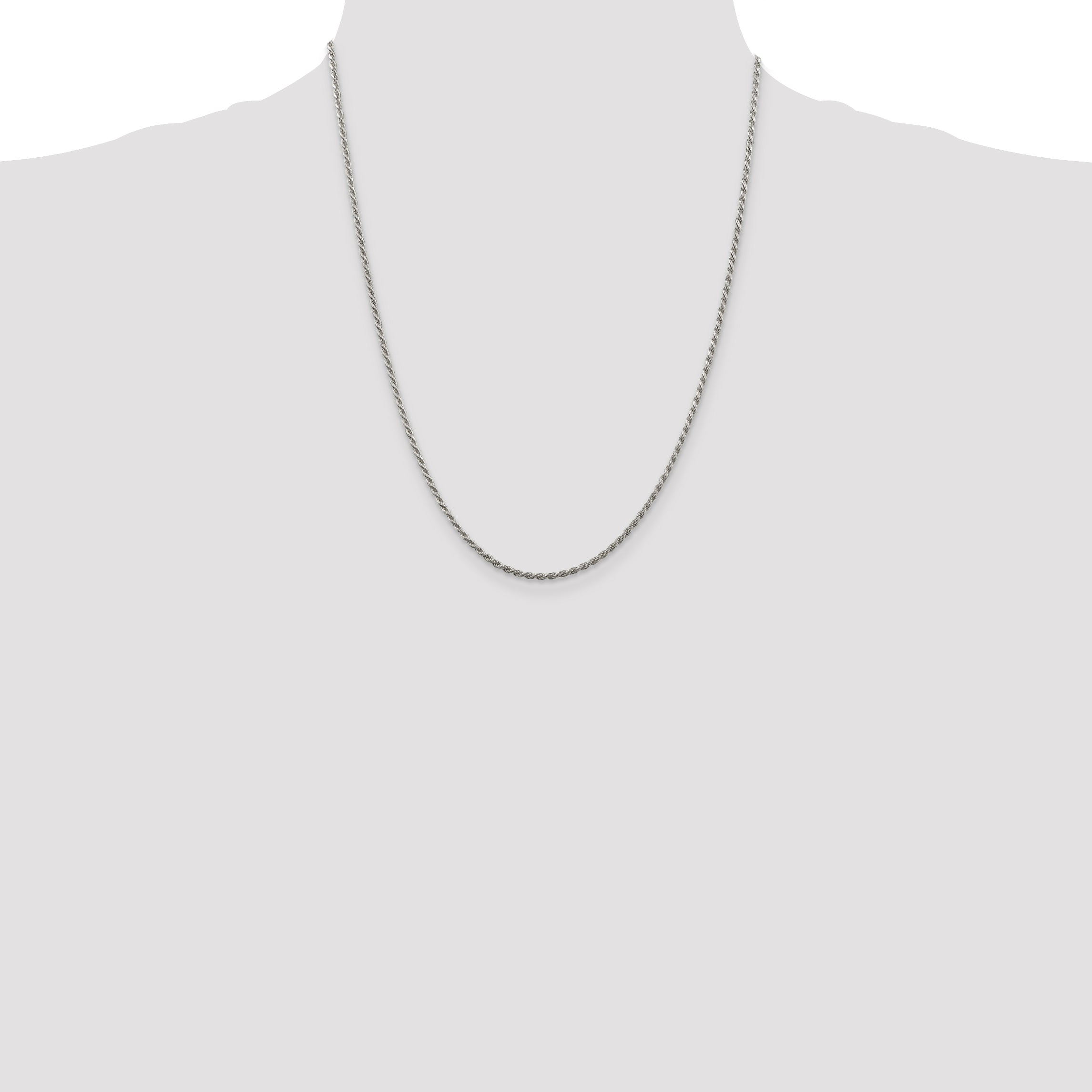 Sterling Silver 1.85mm Diamond-Cut Rope Chain w/ ext.