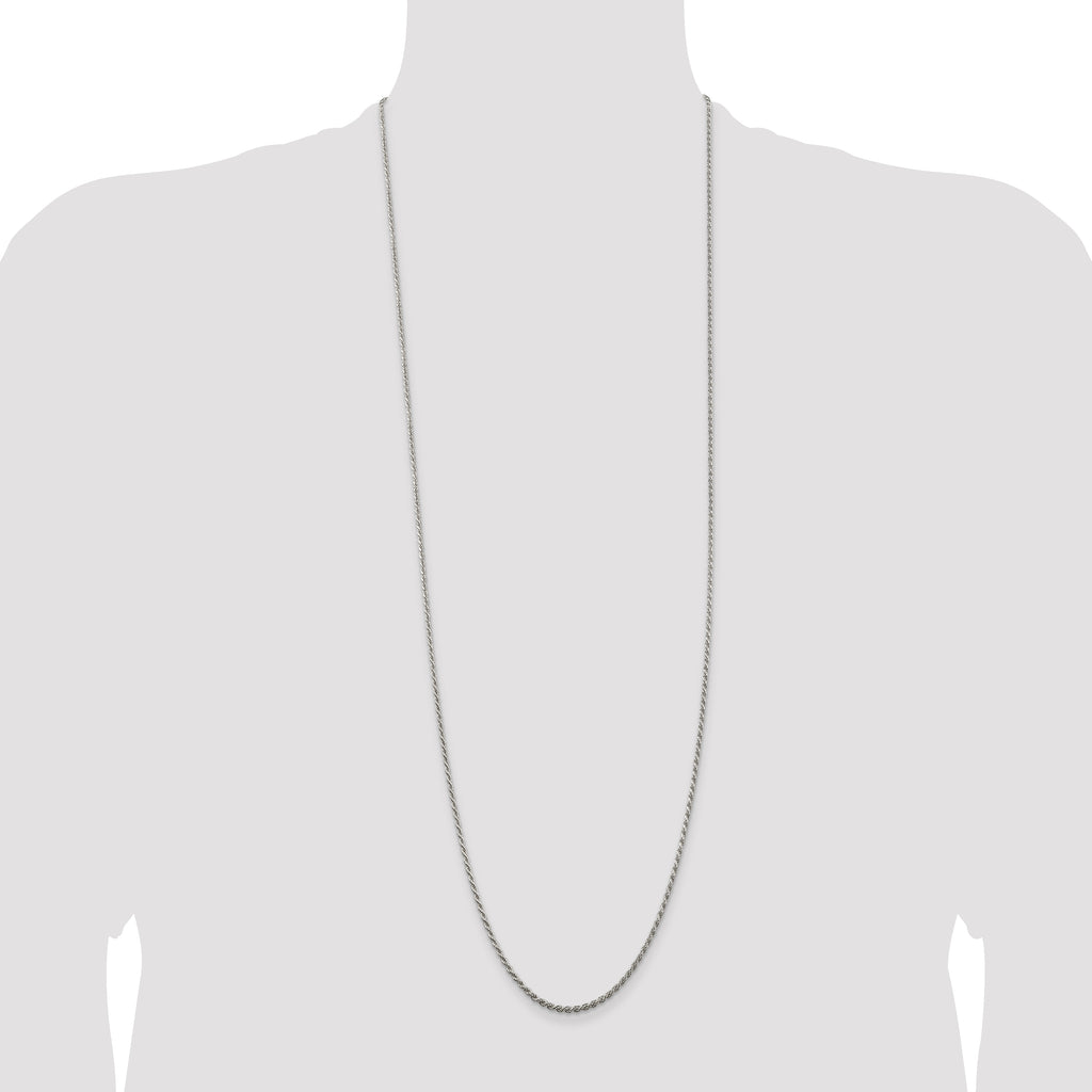 Sterling Silver 1.85mm Diamond-Cut Rope Chain Anklet