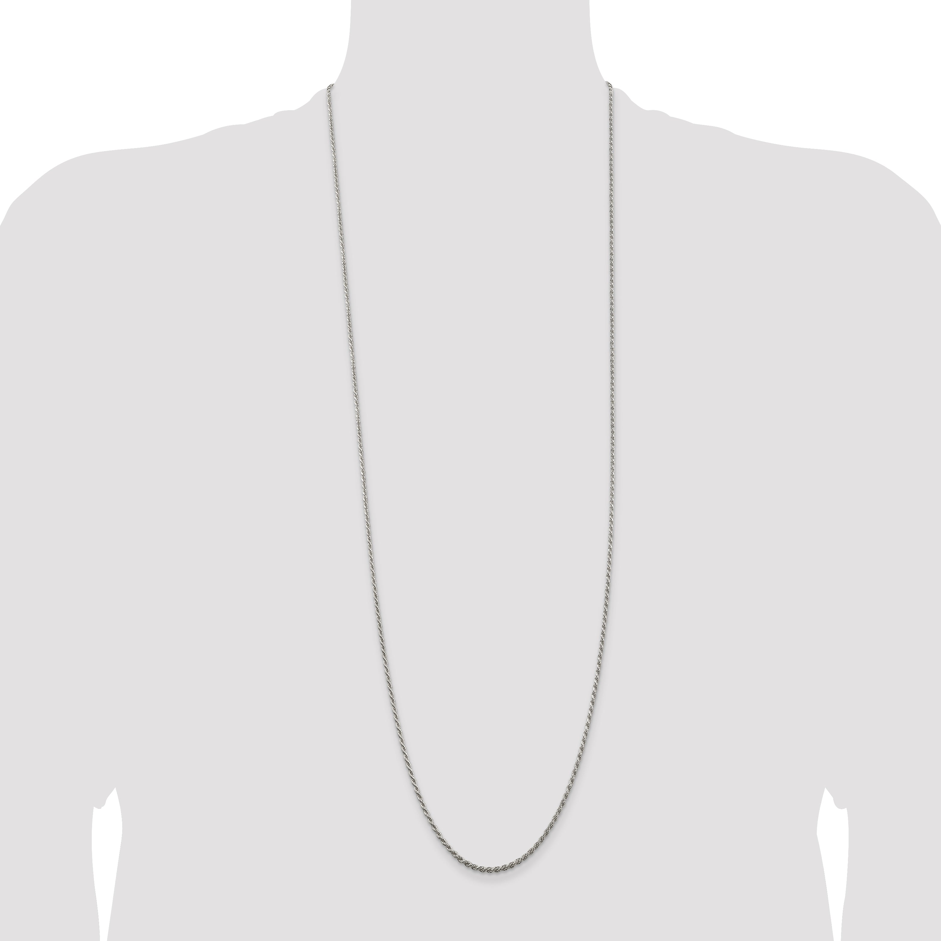Sterling Silver 1.85mm Diamond-Cut Rope Chain Anklet