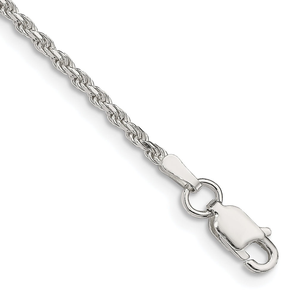 Sterling Silver 1.85mm Diamond-Cut Rope Chain Anklet