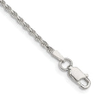 Sterling Silver 1.85mm Diamond-Cut Rope Chain Anklet