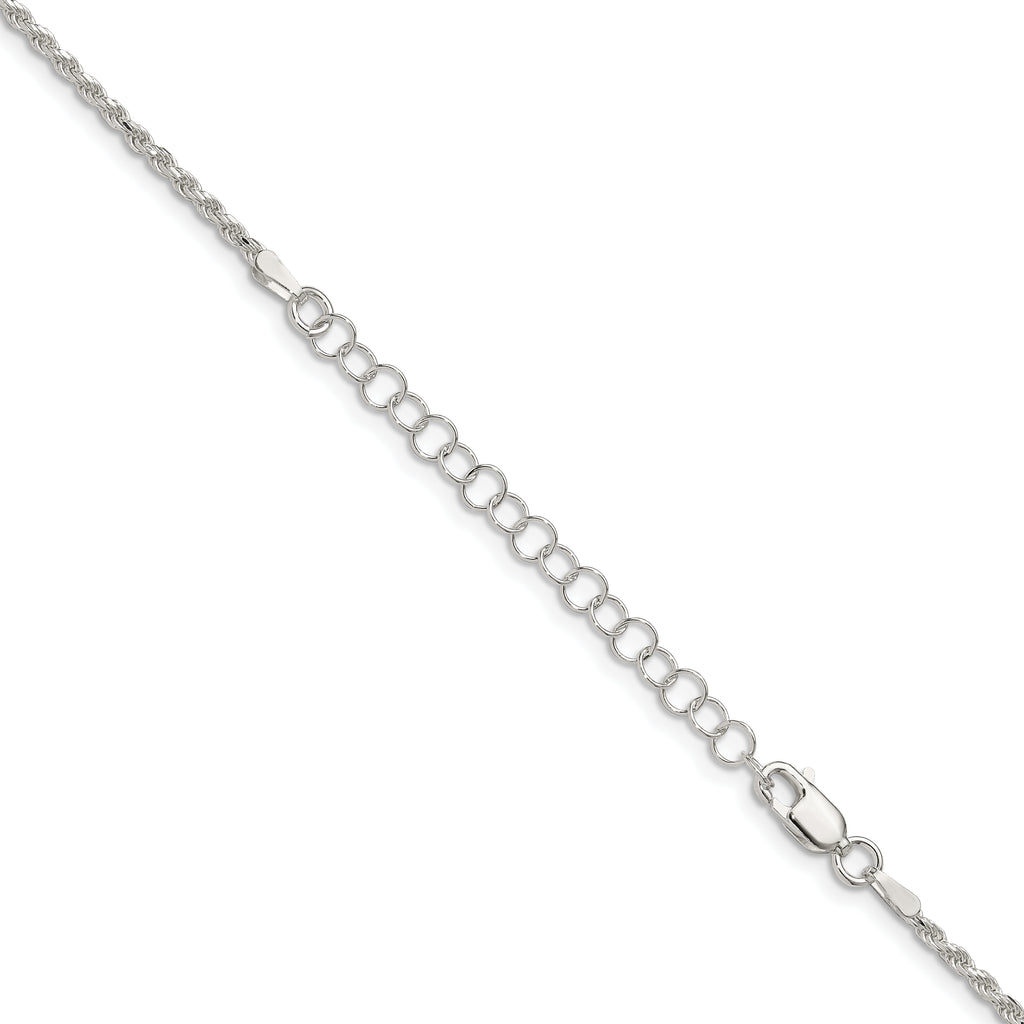 Sterling Silver 1.85mm Diamond-Cut Rope Chain w/ ext.