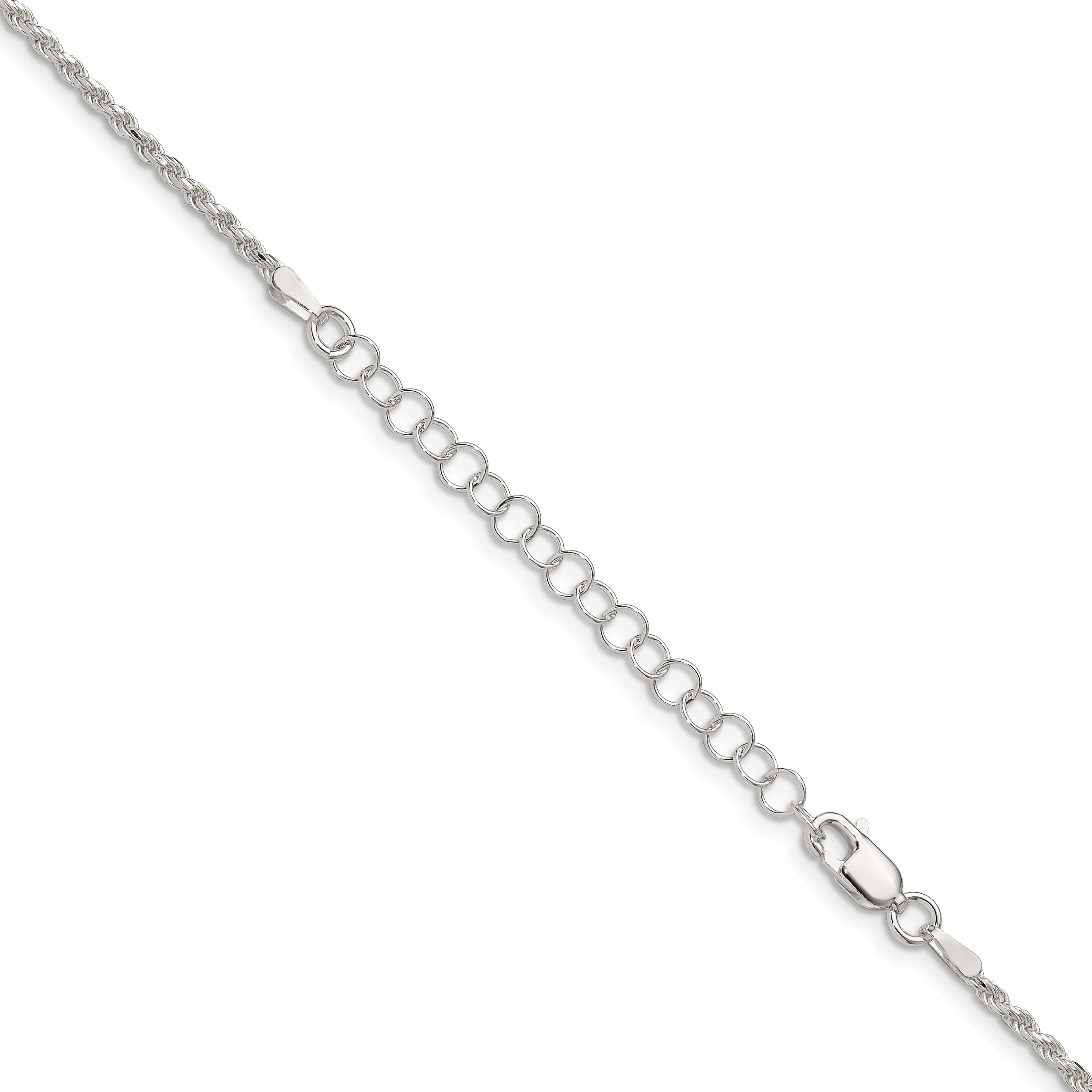 Sterling Silver 1.85mm Diamond-Cut Rope Chain w/ ext.