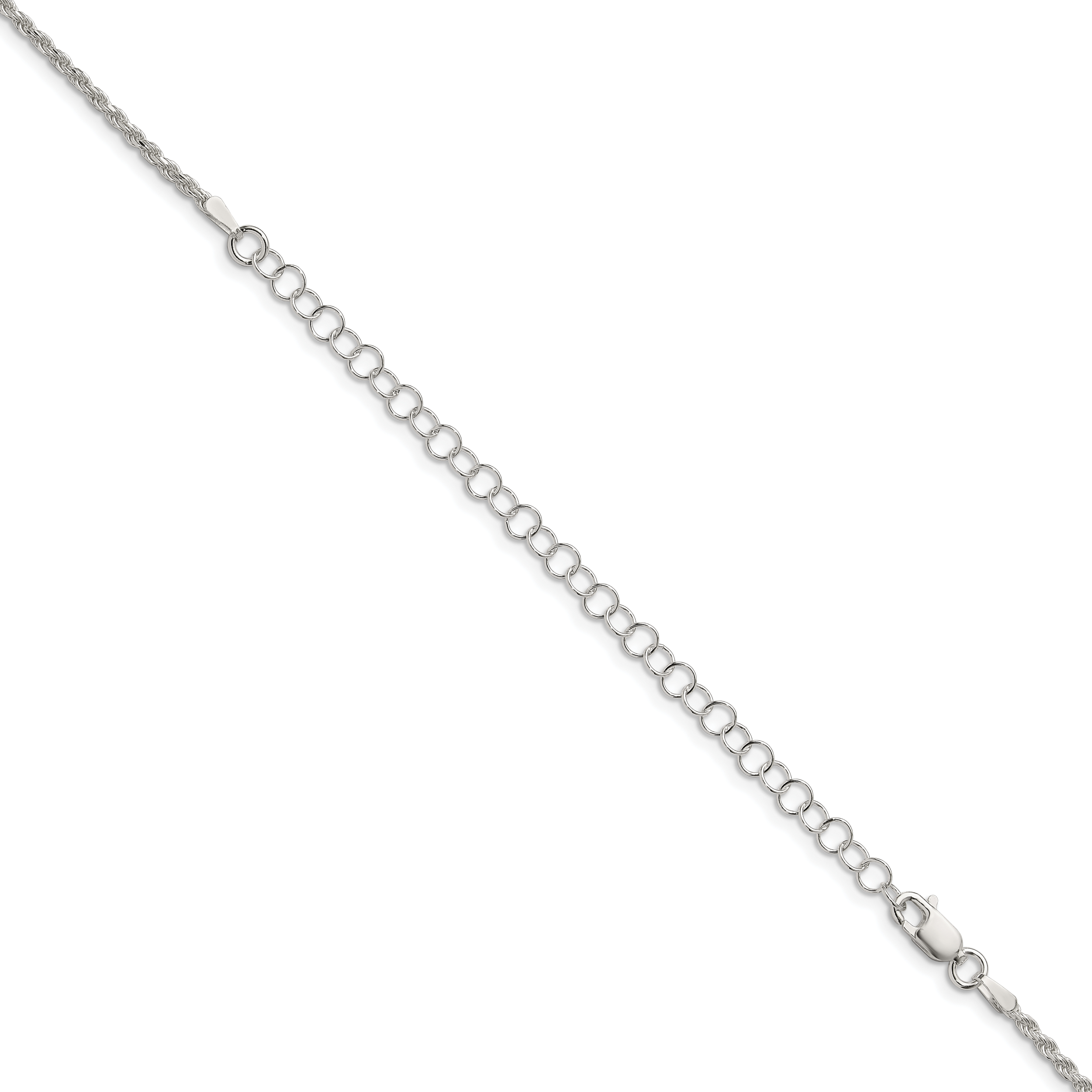 Sterling Silver 1.85mm Diamond-Cut Rope Chain w/ ext.