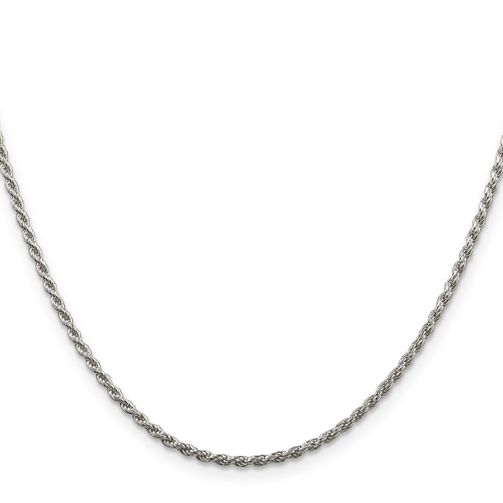 Sterling Silver Rhodium-plated 1.85mm Diamond-Cut Rope Chain Anklet