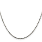 Sterling Silver Rhodium-plated 1.85mm Diamond-Cut Rope Chain Anklet