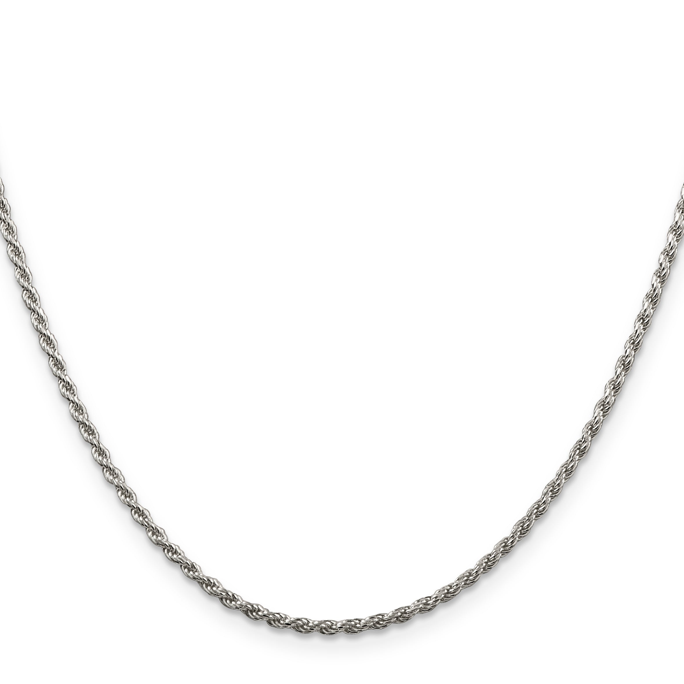 Sterling Silver Rhodium-plated 1.85mm Diamond-Cut Rope Chain Anklet