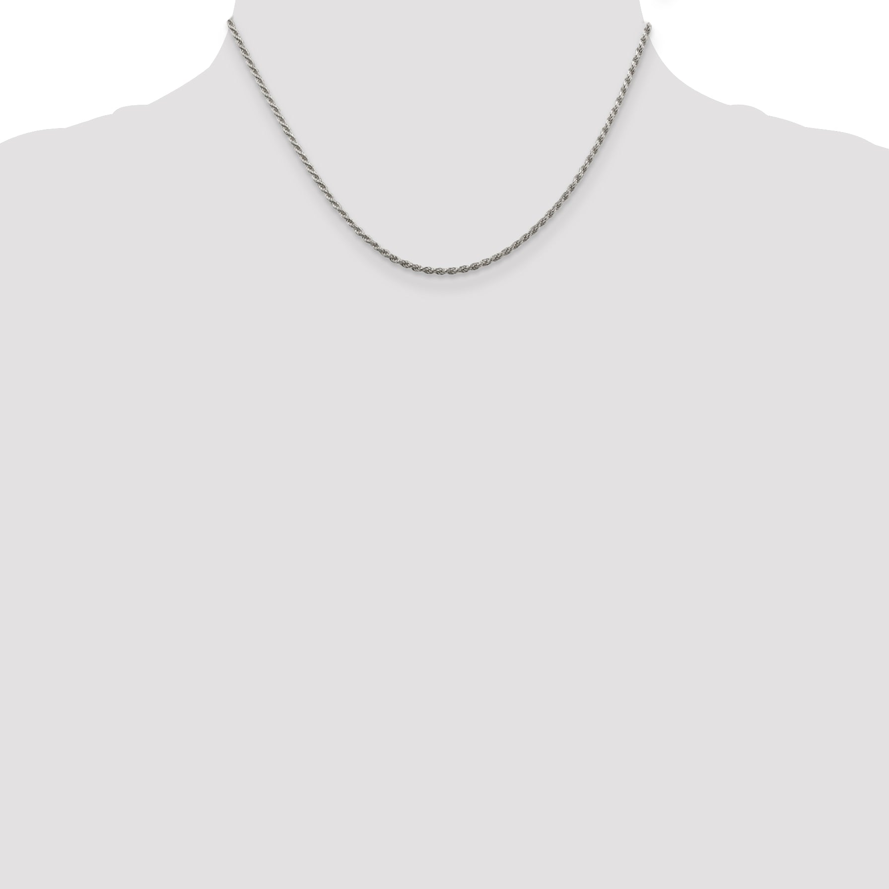 Sterling Silver Rhodium-plated 1.85mm Diamond-Cut Rope Chain Anklet