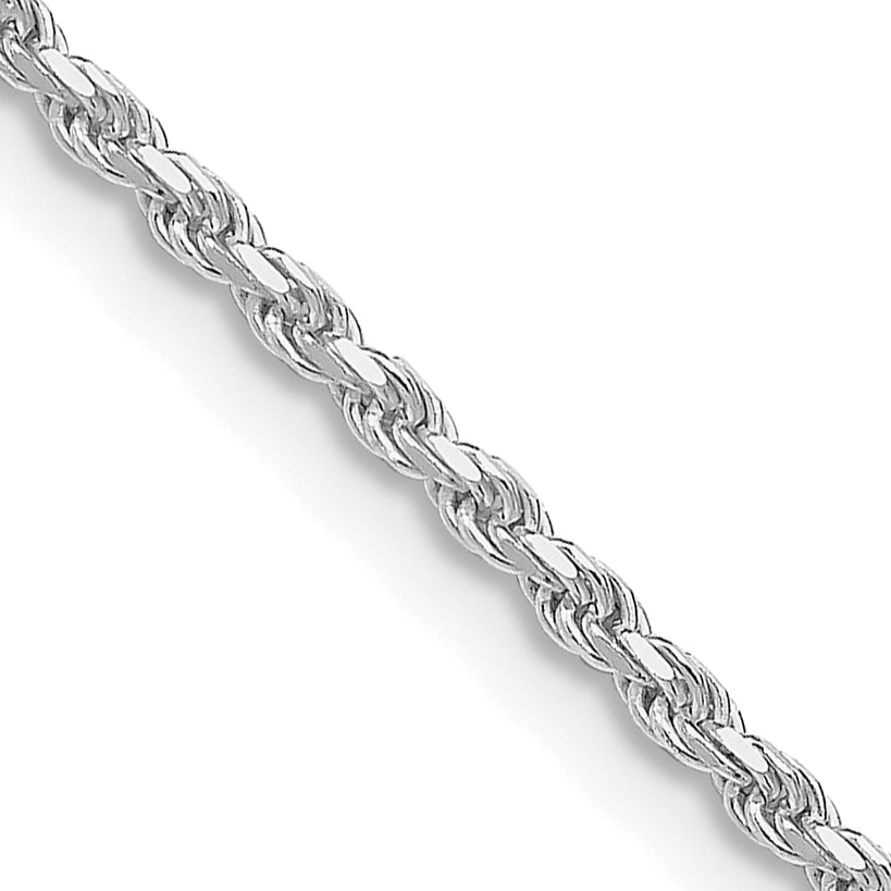 Sterling Silver Rhodium-plated 1.85mm Diamond-Cut Rope Chain Anklet