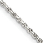 Sterling Silver 1.85mm Diamond-Cut Rope Chain Anklet