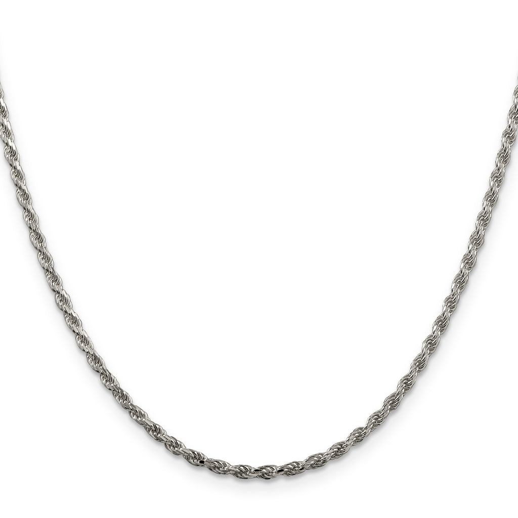 Sterling Silver 2.25mm Diamond-Cut Rope Chain Anklet