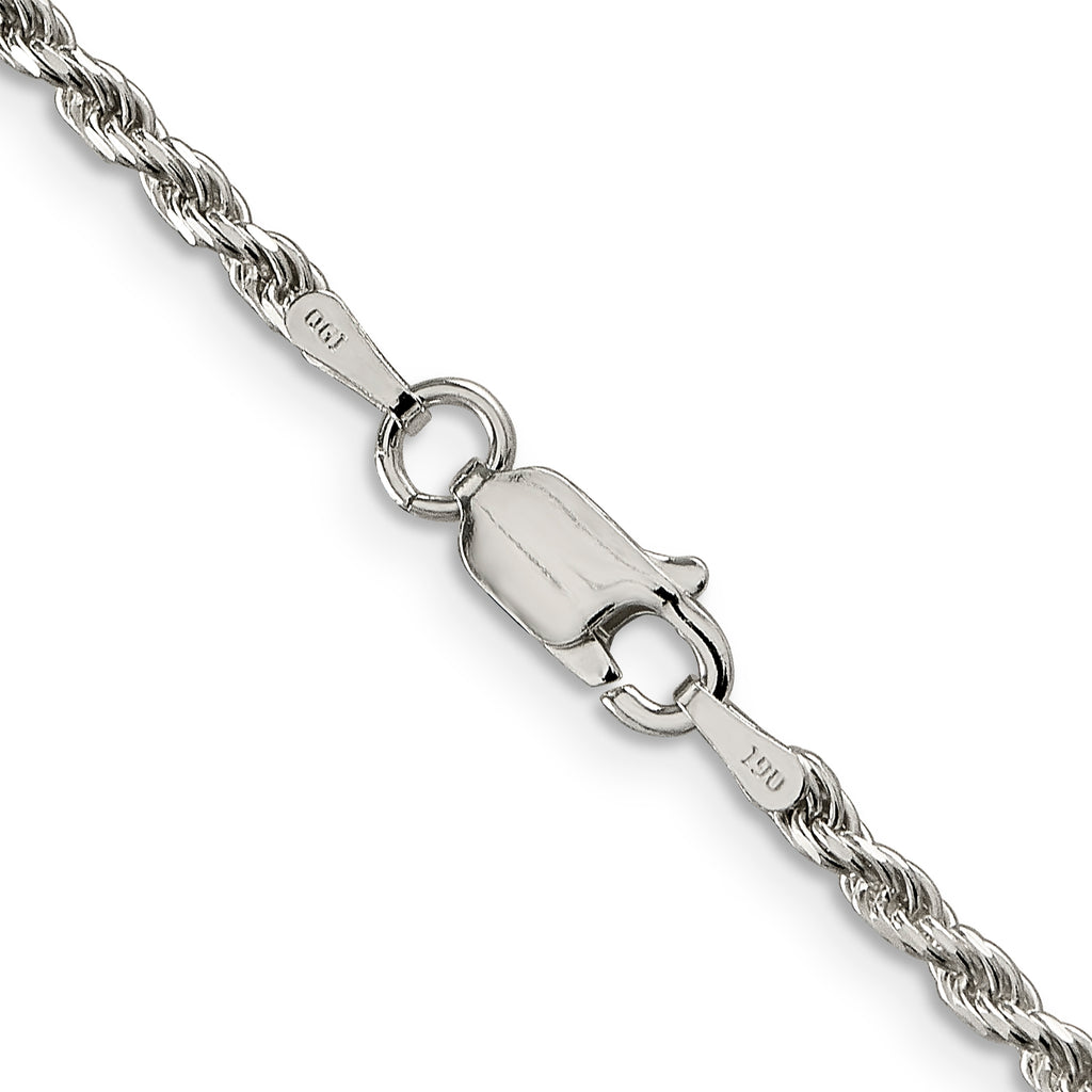 Sterling Silver 2.25mm Diamond-Cut Rope Chain Anklet